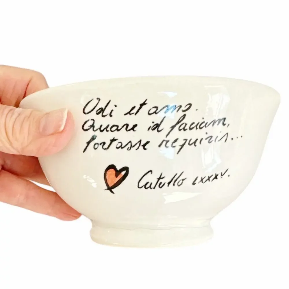 Quadrifoglio Ceramics Made in Italy Latin Quote Set of 2 Cereal Bowls